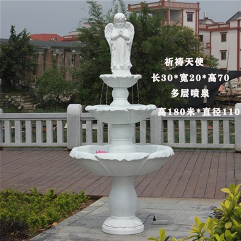 欧式多层菠萝头喷泉循环流水客厅别墅酒店阳台婚礼道具装饰摆件