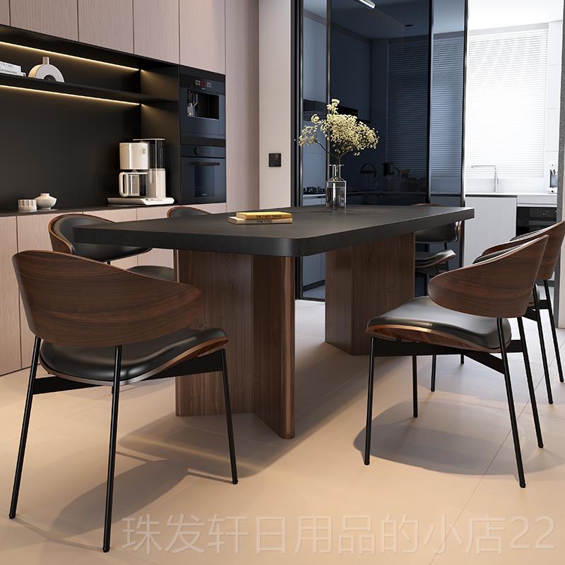 高档意式极简小户桌型长客方形家用厅现代简约岩板实餐桌轻奢组合