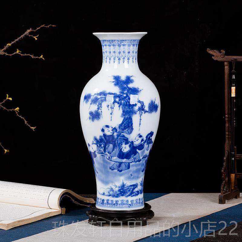 高档景德镇陶瓷瓶婚庆陶花瓷瓷器电背景墙分开视一摆件装对饰摆件