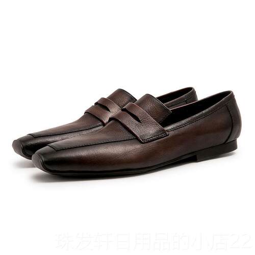 高档0男真皮英伦风潮鞋流225夏季新款百搭韩版商务休闲鞋男士豆皮