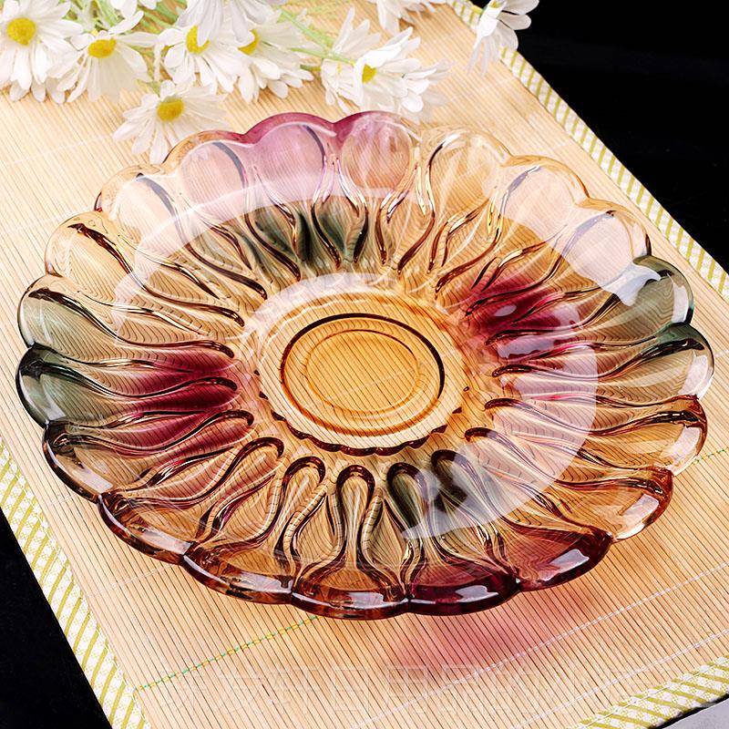 高档水果盘轻奢家用水玻璃大号创意果盘客厅茶几干盘零食果糖晶收