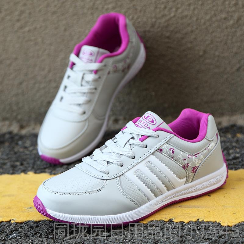 正品妈鞋春秋岁款皮面运休动闲 鞋40防滑女单鞋舒适中年妇女鞋5妈