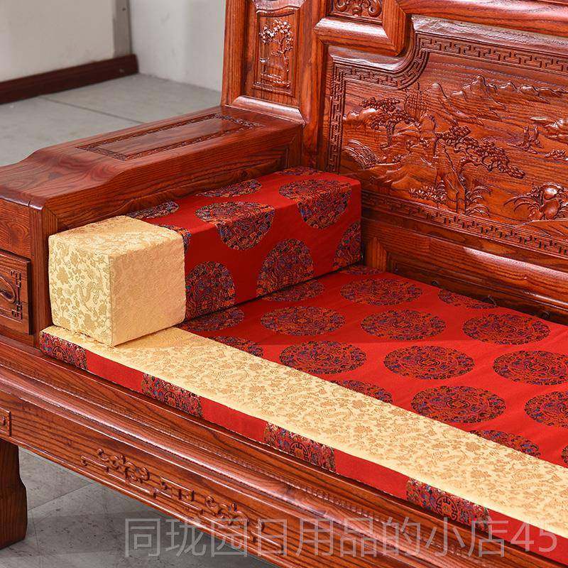 正品定做中式床仿古典红木家具发靠枕垫海方枕抱枕扶手枕腰枕沙绸