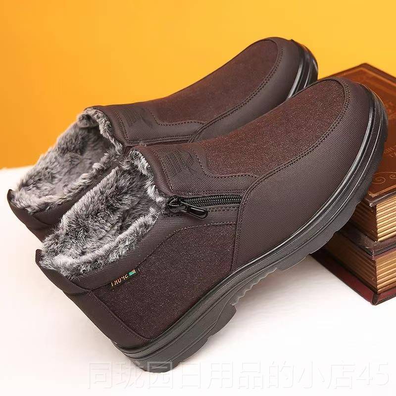 正品老厚北京布鞋冬季男士中老年爸爸滑加绒加保暖老人老头爷爷防