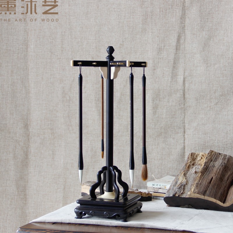 毛笔架红木笔架毛笔挂实木紫光檀红酸枝笔挂文房四宝书法毛笔挂架