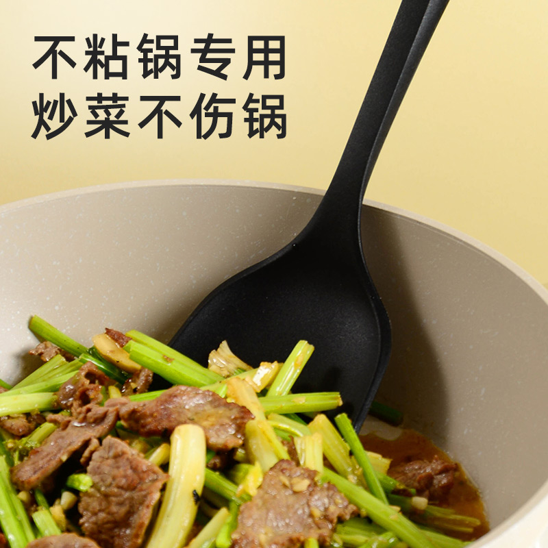 家用硅胶锅铲炒菜铲子不粘锅专用炒勺加厚长柄榉木铲勺耐高温厨具