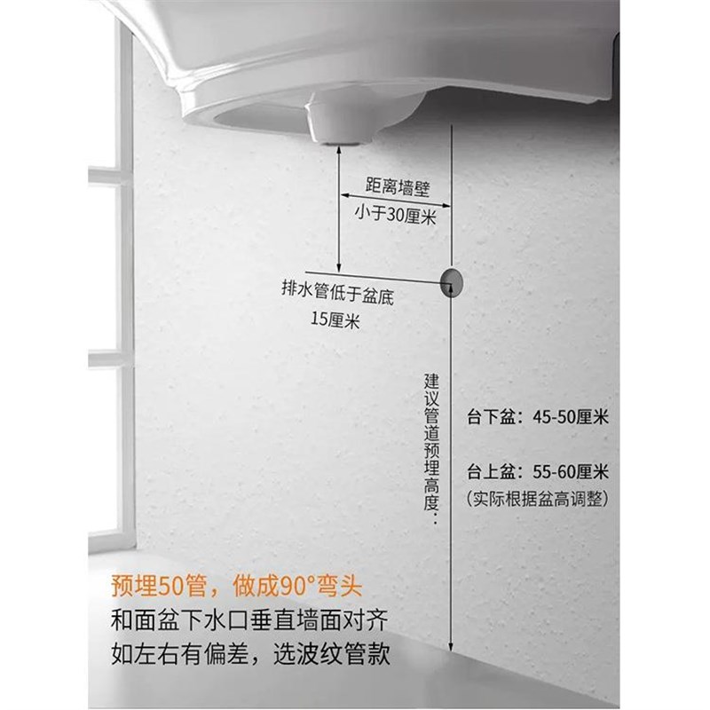入墙式墙排下水管 洗手洗脸盆排水管配件台盆下水器水管防臭定制