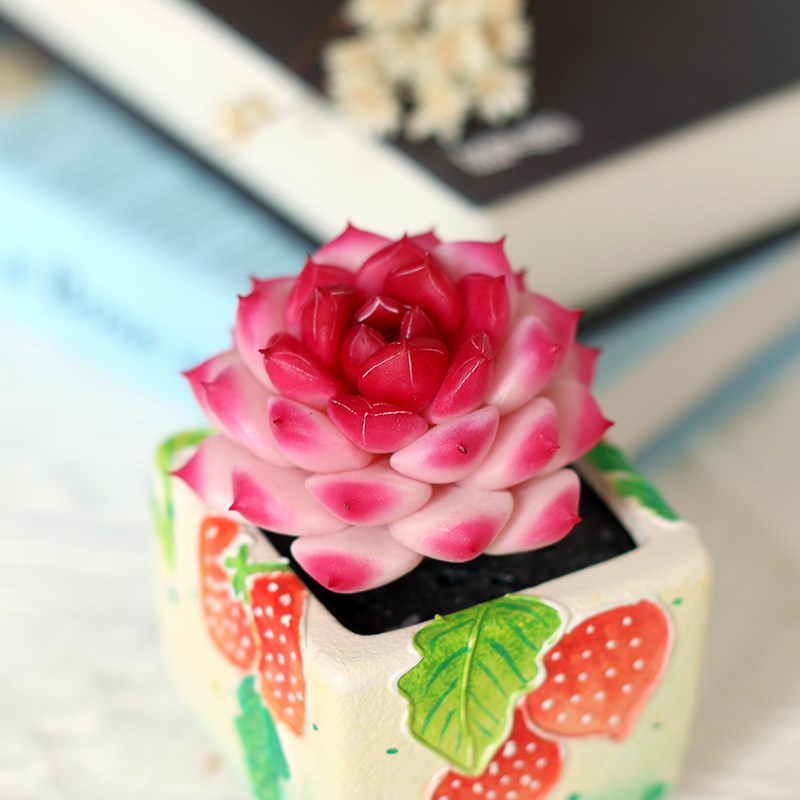 手工仿真黏土多肉植物永生花糖心天鹅绒创意桌面卧室装饰摆件盆栽