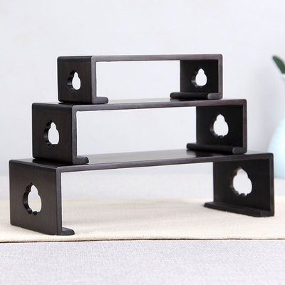 黑檀木底座实木雕刻工艺品摆件陶瓷花盆底座 紫光檀长方形木托架