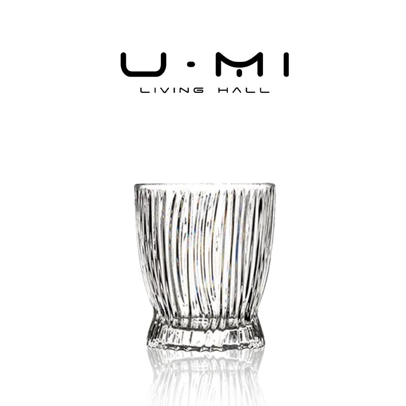 U Mi LIVING栗川  杯具竖纹浮雕纹理感水晶玻璃杯家用啤酒杯子