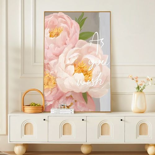 奶油风客厅装饰画玄关壁画沙发背景墙牡丹花挂画大幅艺术2023新款