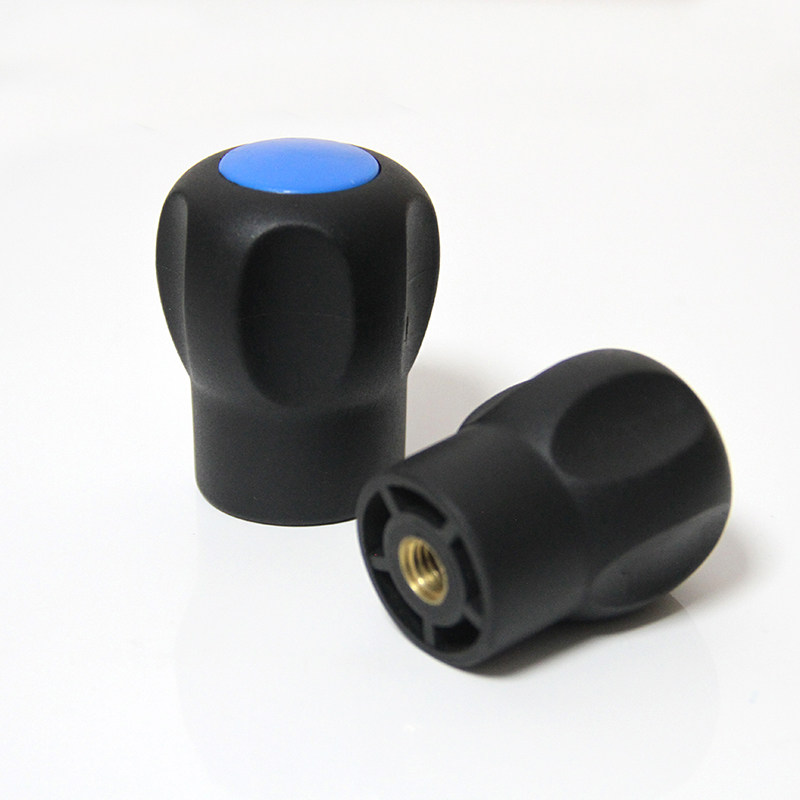 五角波纹型旋钮E-LHAT19-M8M10M12-D43D50尼龙五星形把手HAT19-M8