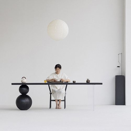 叁几 白蜡木碳化实木大板茶桌家用餐桌侘寂风原木茶台阳台泡茶桌