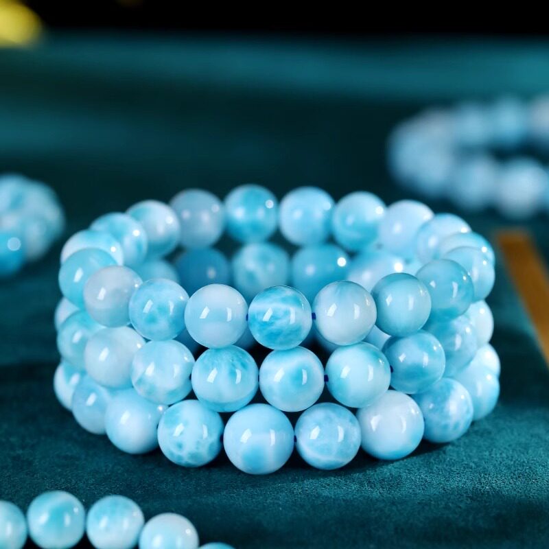 海纹石手串单珠钙石海纹石多圈手链塔链耳环男女戒指