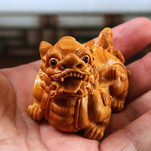 黄杨木雕摆件实木雕刻手工艺男士文玩手把件家居饰品天禄招财貔貅