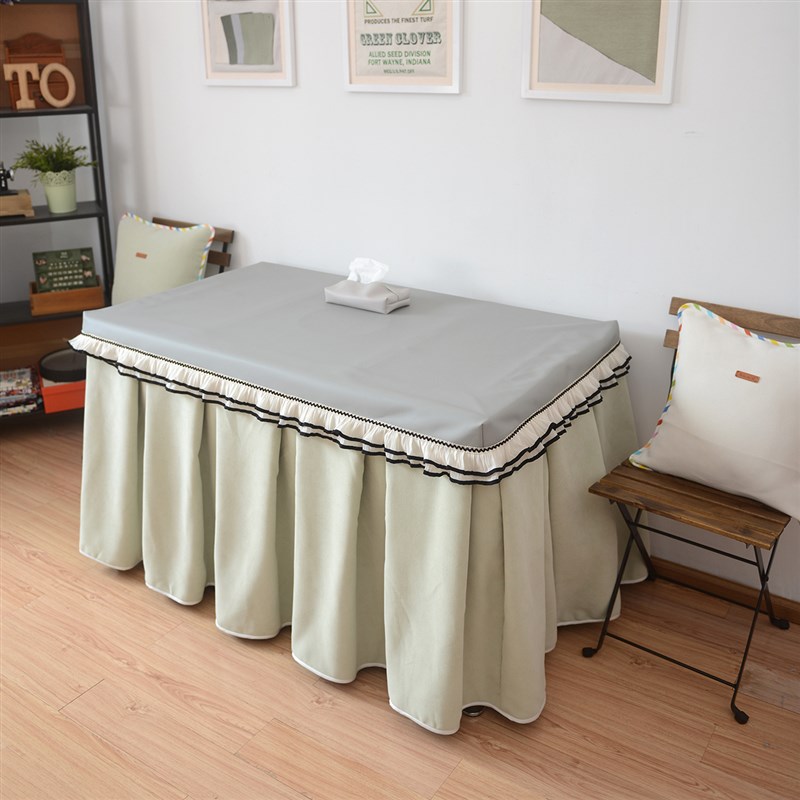 新款冬季防油防污奶油风保暖加绒绿色烤火罩电炉罩电取暖桌罩