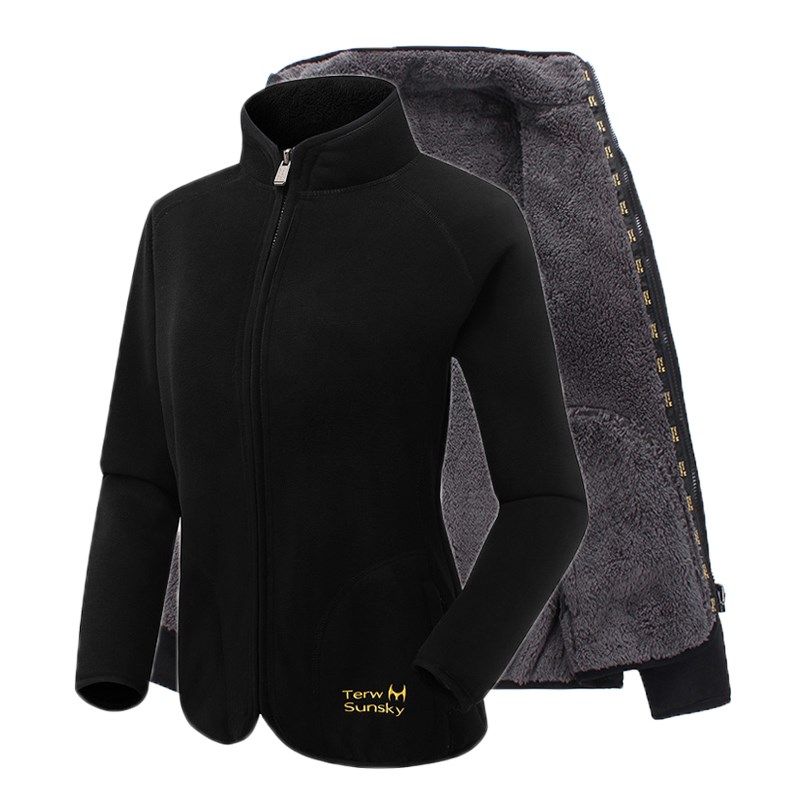 冬季抓绒衣男加厚加绒开衫保暖摇粒绒面绒防寒内胆中老年人外