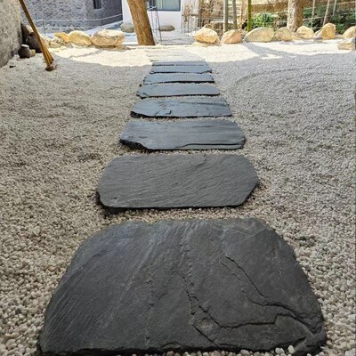 青石板踏步石装饰园林景观防滑铺路地砖花园草坪庭院踏脚石汀步石