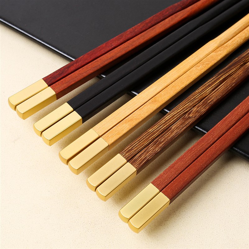 高档红木筷子雾金5双礼盒套装无漆无蜡家用礼品筷刻字定制实木
