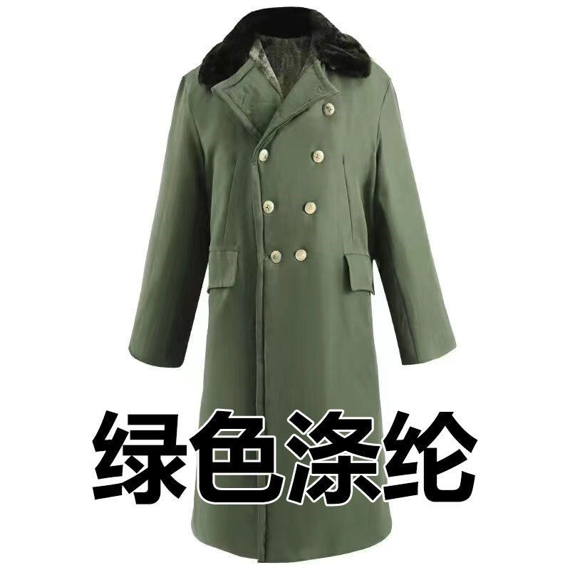 新款保暖军大衣男款冬季加厚超长款绿色少将防寒服女式老棉袄外套