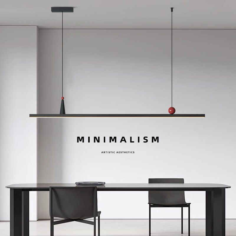 全光谱普瑞芯片一字饭厅吊灯2023新款现代简约设计师餐桌长条吊灯