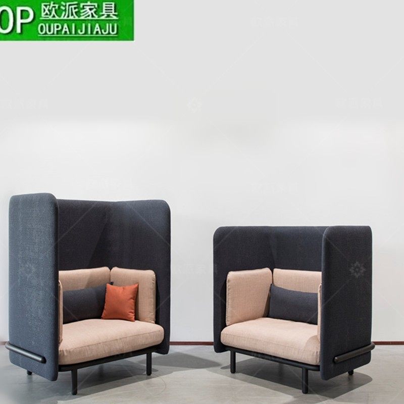 欧式现代免洗科技布艺工业风铁艺卡座洽谈咖啡厅酒吧高背沙发定制