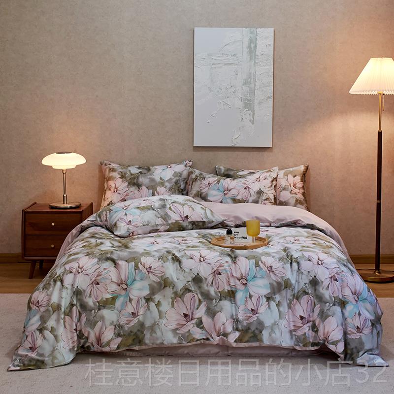 高档出口0支纯棉美棉印花四件套斯堪的纳维风格纯纯亚棉6床上用品