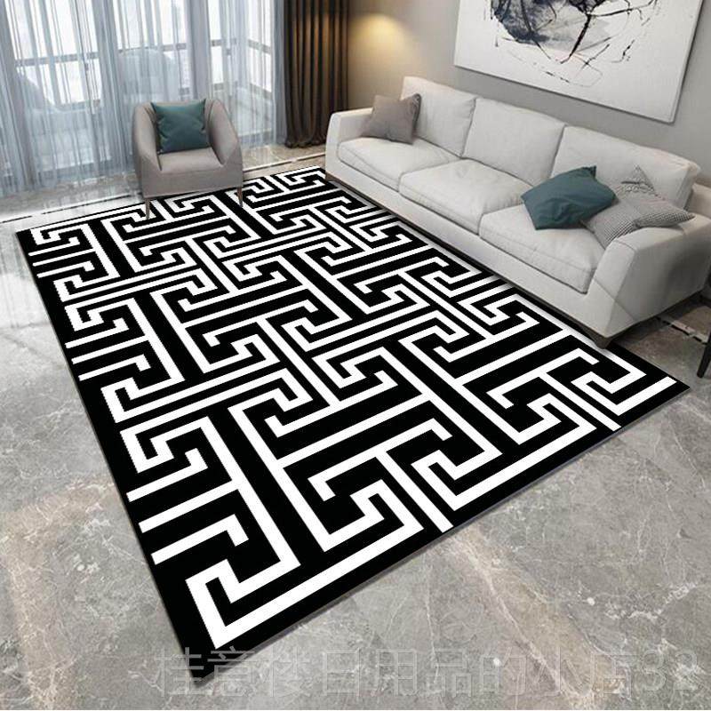 正品北欧ins风黑条卧地纹毯客厅茶几服装店拍白照室家用格子装饰,居家布艺,地毯,淘宝优惠券,粉丝福利购,淘宝优惠卷