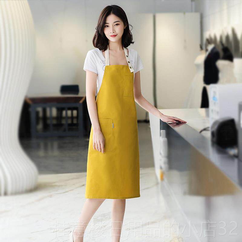 正品围裙韩版时尚厨房定纯棉罩衣服务员印制LOGO字作工服防油包邮
