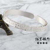 正品 手工锤印足银镯雪花银手锤打点男女锤点银9侣99情手环可定制