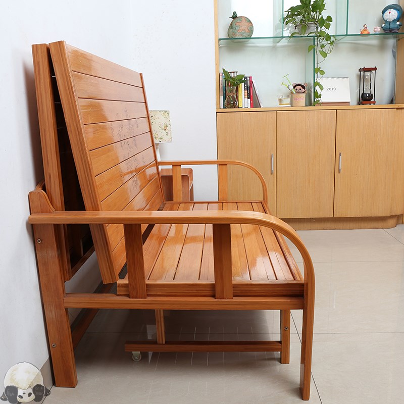 一米二沙发床竹床折叠两用人简易办公室午休单人加固实木活动床