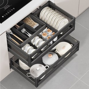 浅柜拉篮350 600碗蓝阻尼滑轨 400深碗篮800橱柜拉拦750抽中抽屉式