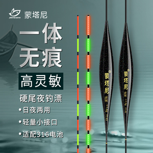 蒙塔尼一体无缝电子夜光漂轻口鲫鱼夜光漂日夜两用硬尾浮漂鲤鱼漂