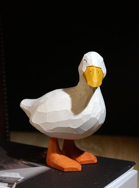 《柯尔鸭》手工木雕摆件可爱动物宠物办公电视柜书办公桌面装饰品