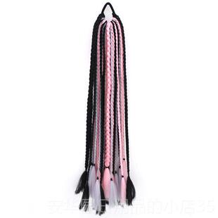 高档脏假发马尾带式编非洲辣妹彩色辫发子绑纤维辫条发绳发套直接