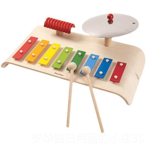 高档泰国进口Pl8anToys木制乐队敲台合音乐启蒙早教玩琴具音组阶