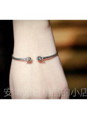 高档师20218新款原创S主手95纯银手工制作小骷髅头镯