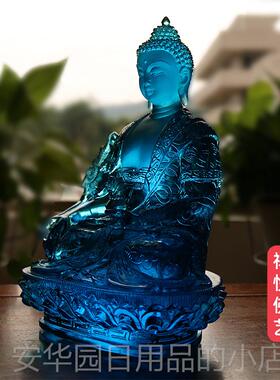 高档禅悦佛古法琉璃药师佛包光王如来佛艺像摆件供家用奉工艺用品
