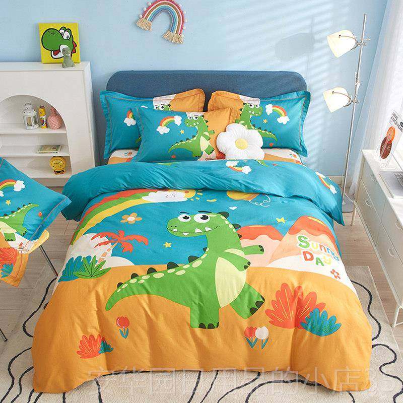 高档全棉床单被套套儿三童卡通纯棉件套件可爱小女孩公主1.5床笠