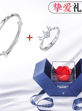 高档幸运999约9友银手镯女士纯银年轻足款链2025情人节礼物送女简