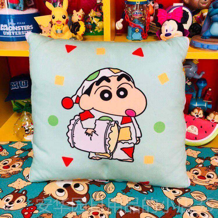 高档小动漫可爱通蜡笔系列多功能卡二新合一抱枕毯子车载靠垫被子