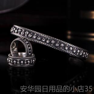 高档VLCAN伏尔红甘骷髅手镯男纯网机车流银行哈雷U欧美手工骷髅银