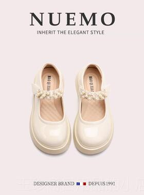 正品NUM国O法风潮牌童E鞋~白色单女童小皮鞋儿童软底公主鞋学生演