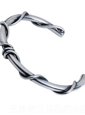 正品uki日本Y设计优雅新潮弯曲藤银手炼个性化男士和女的孩手首饰