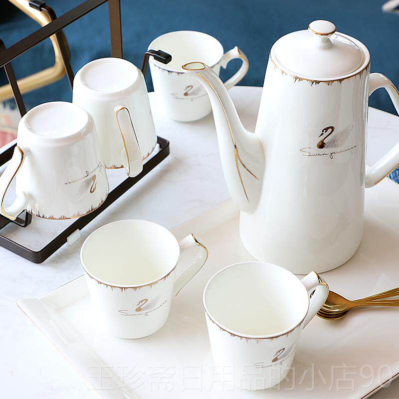 正品轻具奢水具水杯套骨瓷杯具茶家用杯装客厅子茶杯托盘耐热水壶