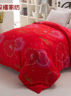 秋冬被套单件红色加厚磨毛双人220 240cm1米5儿童被罩1.8m床热卖