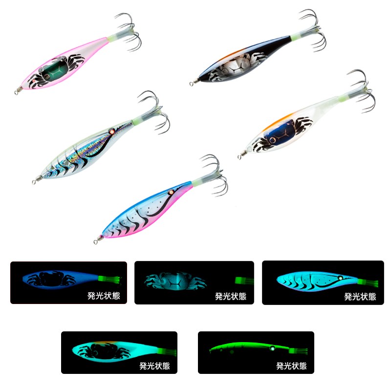 杜尔DUEL仿真木虾吹筒钩鱿鱼乌贼路亚饵双重夜光船钓海钓模拟虾音