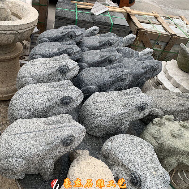中式庭院水池景观石材流水金蟾青蛙石龟吐水雕刻喷泉动物雕刻摆件