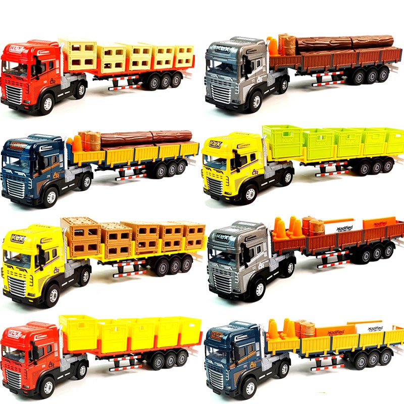 声光合金拖车儿童大号运输拖头车路障车木头惯性半挂拖车男孩玩具