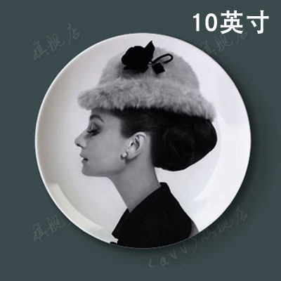 10英寸奥黛丽赫本装饰盘子客厅餐厅背景墙面壁挂盘欧式陶瓷盘摆件